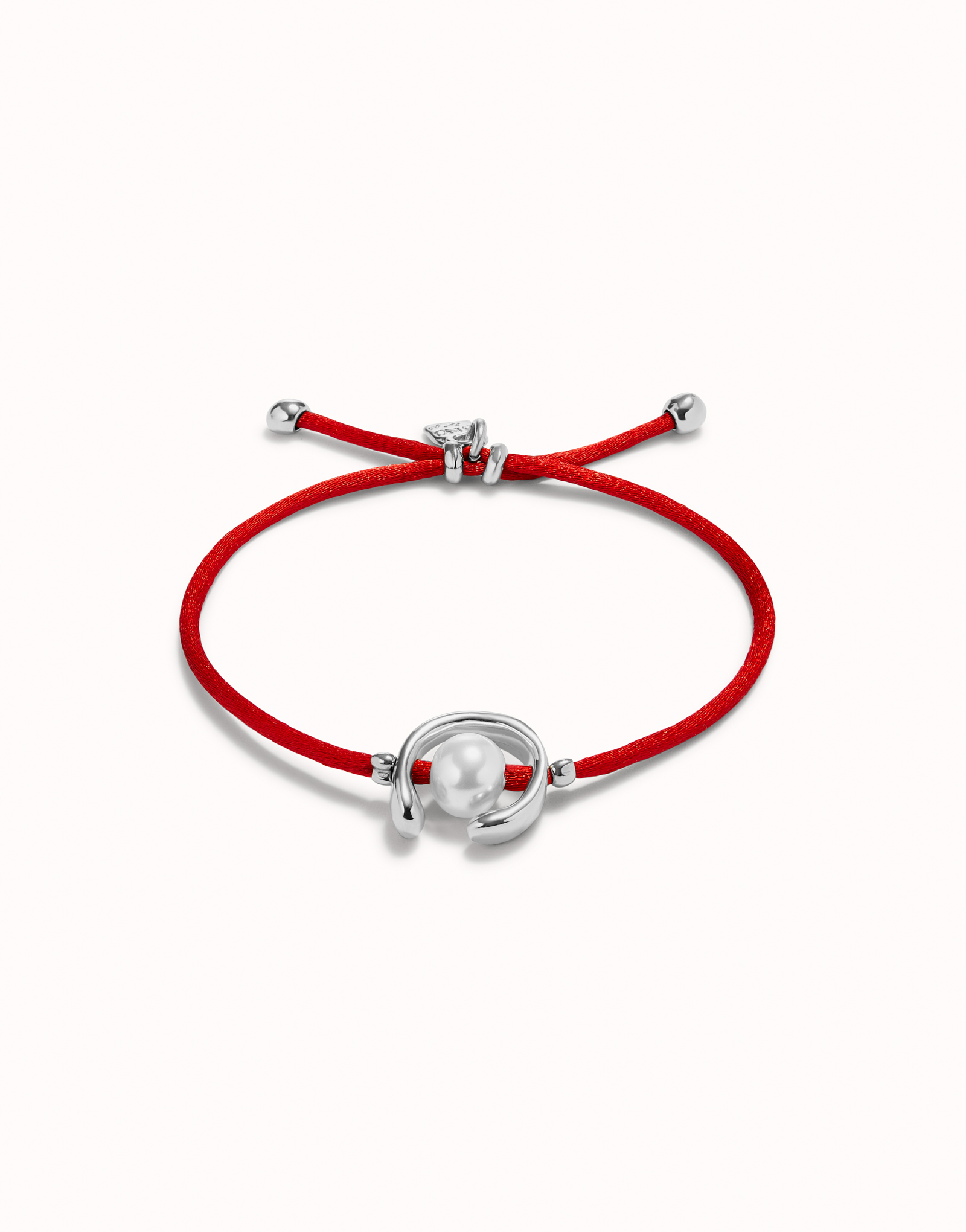 Bracelet en fil rouge avec perle de coquillage plaquée argent., Argent, large image number null